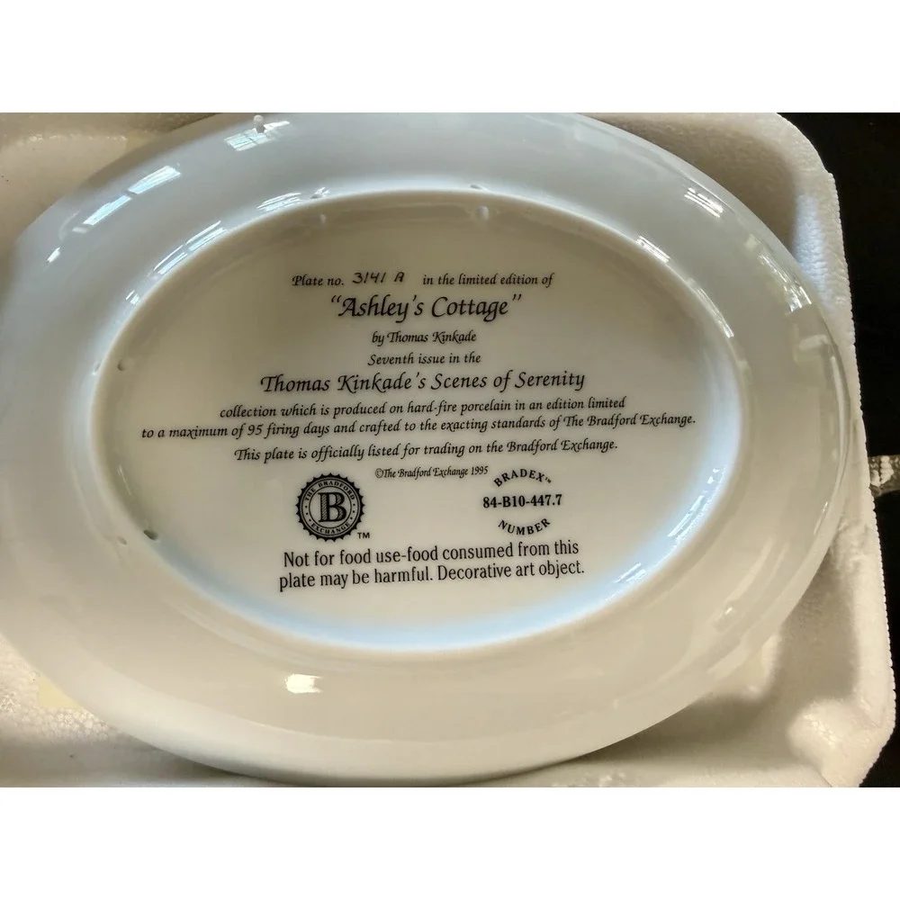 2 Thomas Kinkade Bradrord Plates  Lamplight Brooke + Hope's Cottage Limited Edit